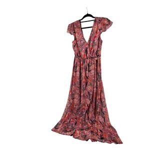 Band of Gypsies Floral Cottage Maxi Dress Boho M Summer Wedding Vacation Flowy‎